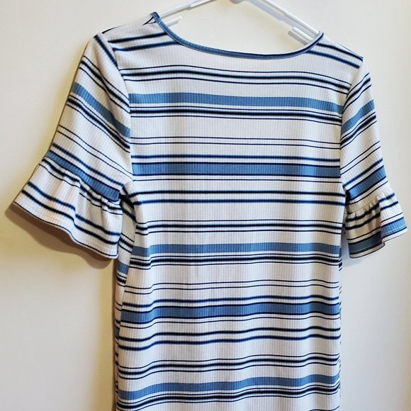 LC Lauren Conrad Blue & White Striped Tie-Front Shirt Size Small - Picture 15 of 15